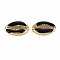 Alloy Enamel Beads, Cowrie Shell Shape, Light Gold, Black, 16.5x10x4.5mm, Hole: 1.2mm