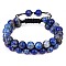 Natural Lapis Lazuli Braided Bead Bracelet, Double Layer Gemstone Adjustable Bracelet for Women, Inner Diameter: 2-1/8~3 inch(5.3~7.5cm) 