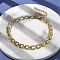 304 Stainless Steel Sqaure Link Chain Bracelets for Women, Ion Plating(IP), Golden, 7-1/4 inch(18.5cm)