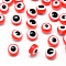 Resin Beads, Flat Round, Evil Eye, Orange Red, 7.5~8x5~6mm, Hole: 1.8~2mm