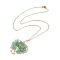 Natural Green Aventurine Chips Heart with Tree of Life Pendant Necklace, Light Gold Plated 304 Stainless Steel Wire Wrap Jewelry for Women, 17.72 inch(45cm)