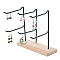 2-Tier 3-Row Wood Jewelry Display Stands, with Electrophoresis Black Tone Iron Findings, for Earrings, Bracelet, Keychain Organizer, BurlyWood, Finish Product: 21x16.5x21cm, about 4pcs/set