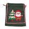 Christmas Theme Rectangle Cloth Bags with Jute Cord,  Drawstring Pouches, for Gift Wrapping, Santa Claus, 19x16x0.6cm