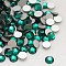 Glass Flat Back Rhinestone, Grade A, Back Plated, Faceted, Half Round, Emerald, 7.1~7.3mm, about 288pcs/bag