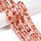 Dyed Natural White Jade Beads Strands, Two Tone, Barrel Beads, Light Salmon, 10x8.5~9mm, Hole: 1mm, about 43~45pcs/strand, 14.76~15.6''(37.5~39cm)