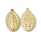 PVD Vacuum Plating 201 Stainless Steel Pendants, Oval with Saint Charm, Real 18K Gold Plated, 27.5x16x3.5mm, Hole: 2mm