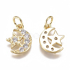 Brass Micro Pave Cubic Zirconia Charms X-ZIRC-F111-20G-2