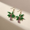 Glass Seed Braided Coconut Tree Dangle Earrings EJEW-JE05169-3