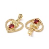 Brass Micro Pave Clear Cubic Zirconia Pendants ZIRC-F134-18G-01-3