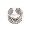 Non-Tarnish 304 Stainless Steel Multi Line Open Cuff Rings for Women RJEW-G285-10P-2