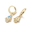 Hamsa Hand with Evil Eye Real 18K Gold Plated Brass Dangle Leverback Earrings EJEW-Q797-04A-02G-2