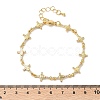 Clear Cubic Zirconia Cross with Virgin Link Chains Bracelet BJEW-G773-05G-5