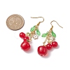 Red Glass Dangle Earrings EJEW-JE05729-01-3