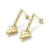 Heart Rack Plating Brass Micro Pave Clear Cubic Zirconia Dangle Stud Earrings EJEW-M240-06G-1