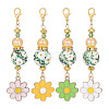 4Pcs Flower Glass Seed & Alloy & Enamel Pendant Decorations HJEW-DR00311-1