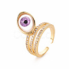 Brass Micro Pave Cubic Zirconia Wide Band Rings RJEW-S045-127-NR-4