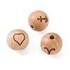 Natural Undyed Beech Beads WOOD-BT0001-04-15