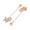 Rack Plating Butterfly Brass Clear Cubic Zirconia European Safety Chains KK-F879-19G-2