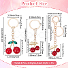 3Pcs 3 Styles Cherry Alloy Enamel Keychain KEYC-CP0001-39-2