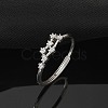 Constellations Rhodium Plated 925 Sterling Silver Micro Pave Clear Cubic Zirconia Adjustable Rings for Women RJEW-P130-01P-E-1