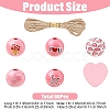 Valentine's Day 60Pcs Element Printed Wood Beads WOOD-YW0001-91-3