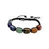 Natural Quartz Crystal & Amethyst & Sodalite & Green Aventurine & Red Aventurine & Tiger Eye & Red Jasper Cuboid Beaded Braided Bead Bracelets FS-WGE3E5A-01-5