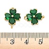 Saint Patrick's Day Glass Clover Connector Charms KK-P348-03G-4
