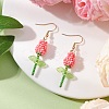Stainless Steel Glass Flower Dangle Earrings EJEW-MZ00574-04-1