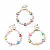3Pcs 3 Style Natural Pearl & Polymer Clay Beaded Bracelets Set BJEW-TA00236-1