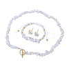 Opalite Chip with 304 Stainless Steel Beaded Necklace & Braided Bead Bracelet & Star Stud Earring FS-WG0BBF5-04-2