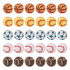 30Pcs 5 Style Basketball & Football & Baseball Pattern Resin Rhinestone Beads RESI-TA0001-77-1