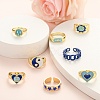 9Pcs 9 Style Alloy Enamel Signet Finger Rings and Cuff Rings Set RJEW-LS0001-58-5