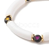 Acrylic Chunky Curved Tube Beaded Stretch Bracelet with Heart for Women BJEW-JB07586-01-5