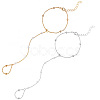 2Pcs 2 Colors Alloy Satellite Chains Finger Ring Bracelets for Women BJEW-CY0001-09-1
