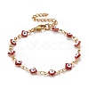 Enamel Rhombus with Evil Eye Link Chains Bracelet BJEW-P271-03G-2