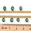 304 Stainless Steel Rhinestone Teardrop Tassel Twisted Chain Necklaces for Women NJEW-V010-01G-02-2