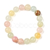 Natural Green Jade(Dyed) Round Beaded Stretch Bracelets G-U005-01C-02-1