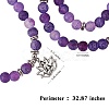 Natural Weathered Agate Round Beaded Wrap Bracelet with Alloy Ohm/Aum Lotus AJEW-PH00503-01-2