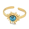 Ion Plating(IP) 304 Stainless Steel Synthetic Turquoise Cuff Rings G-Z056-01G-04-2