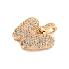 Brass Micro Pave Clear Cubic Zirconia Pendants KK-B099-01G-W-2