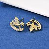 Brass Micro Pave Clear Cubic Zirconia Hobbyhorse Stud Earrings EJEW-F400-06G-2