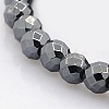 Faceted Round Non-magnetic Synthetic Hematite Beads Strands G-P061-60-4mm-1