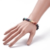 Natural Lava Rock & Mixed Stone Stretch Bracelet BJEW-JB07999-3