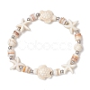 Starfish & Turtle Natural Freshwater Shell Beads Stretch Bracelets for Women BJEW-JB11922-02-2