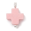 Synthetic Coral Dyed Pink Cross Charms PALLOY-JF04223-02-3