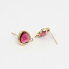 Real 18K Gold Plated Tone Brass Glass Stud Earring Findings X-GLAA-J023-07G-2