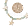 Dyed Natural Agate Faceted Round and Natural Cultured Freshwater Pearl & Starfish Synthetic Turquoise Beaded Brass Starfish Pendant Necklaces for Women NJEW-JN05496-02-3
