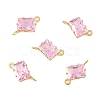 Brass Pave Cubic Zirconia Rectangle Connector Charms KK-P347-05G-2