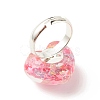 3D Resin Heart with Star Adjustable Ring RJEW-JR00457-6