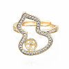 Brass Micro Pave Clear Cubic Zirconia Peg Bails Adjustable Finger Ring Settings KK-S356-173G-NF-2